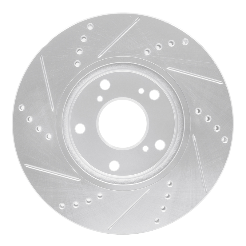 Honda Civic Brake Rotor (1) - Front Right - R1 Concepts - Drilled & Slotted - Silver - `16-`25